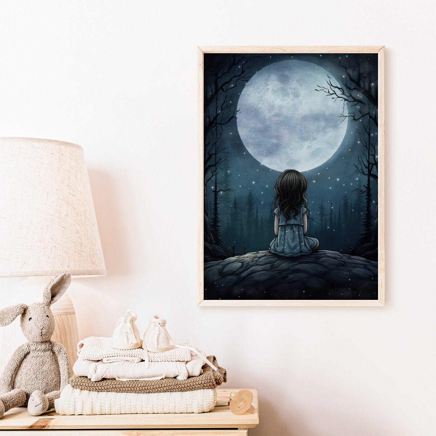 Vintage Girl's Room Wall Art, Stars & Moon Nursery Decor, Adventure Theme - WildfieldPrints