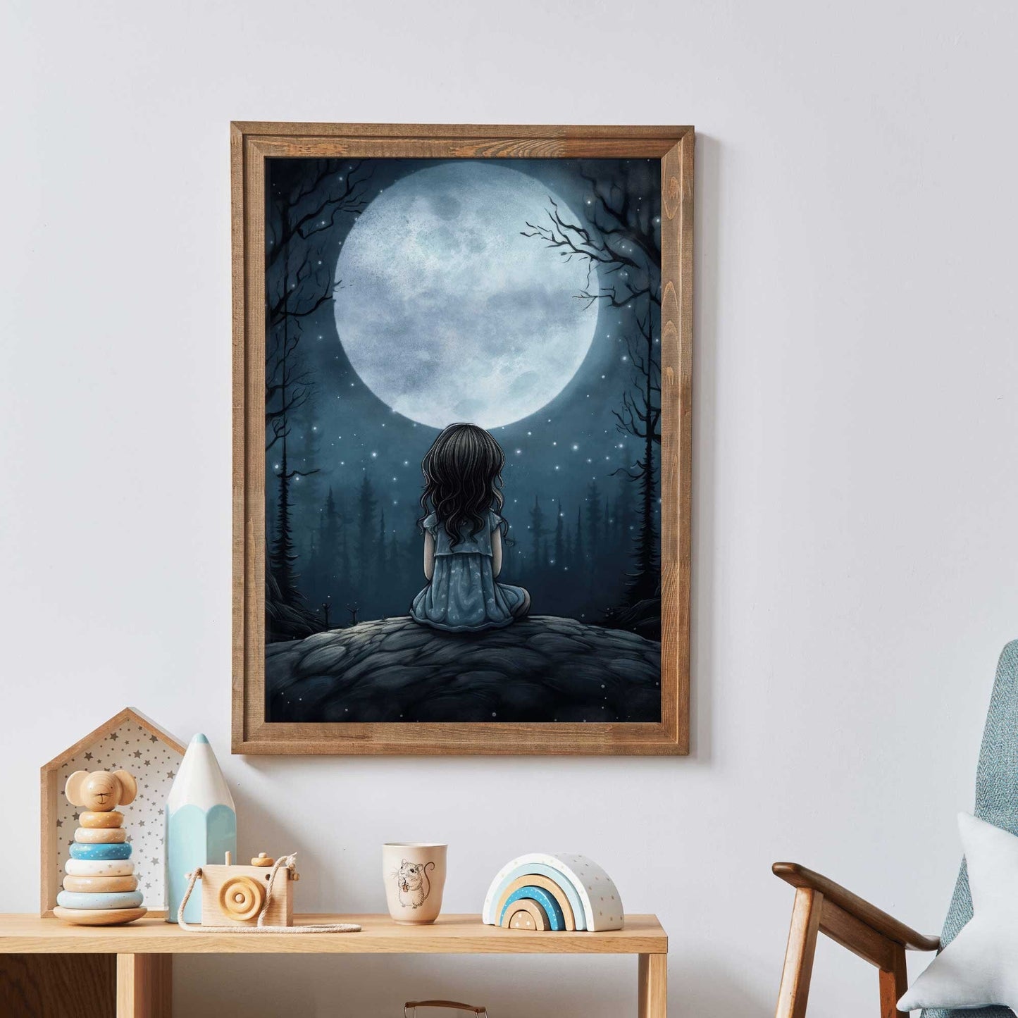 Vintage Girl's Room Wall Art, Stars & Moon Nursery Decor, Adventure Theme - WildfieldPrints