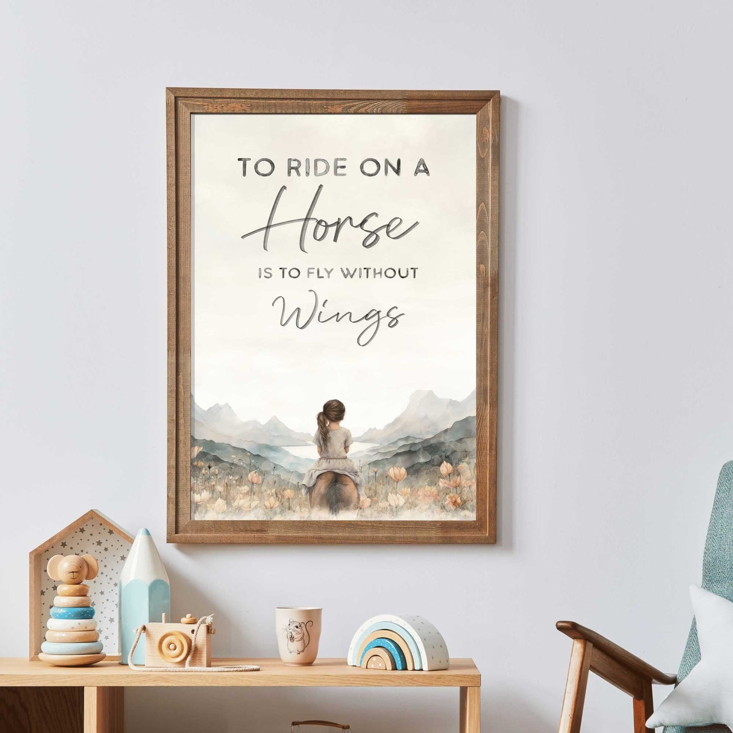 Vintage Horse Nursery Print, Inspiring Quote Wall Art, Girls Room Decor - WildfieldPrints