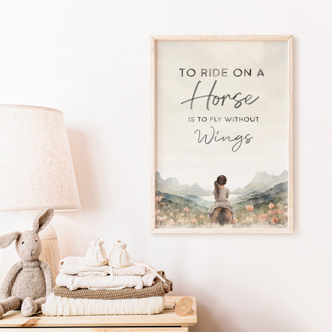 Vintage Horse Nursery Print, Inspiring Quote Wall Art, Girls Room Decor - WildfieldPrints