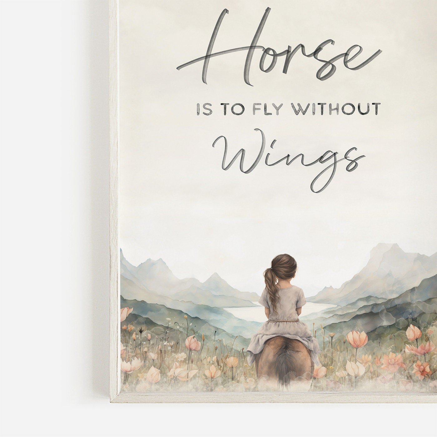 Vintage Horse Nursery Print, Inspiring Quote Wall Art, Girls Room Decor - WildfieldPrints