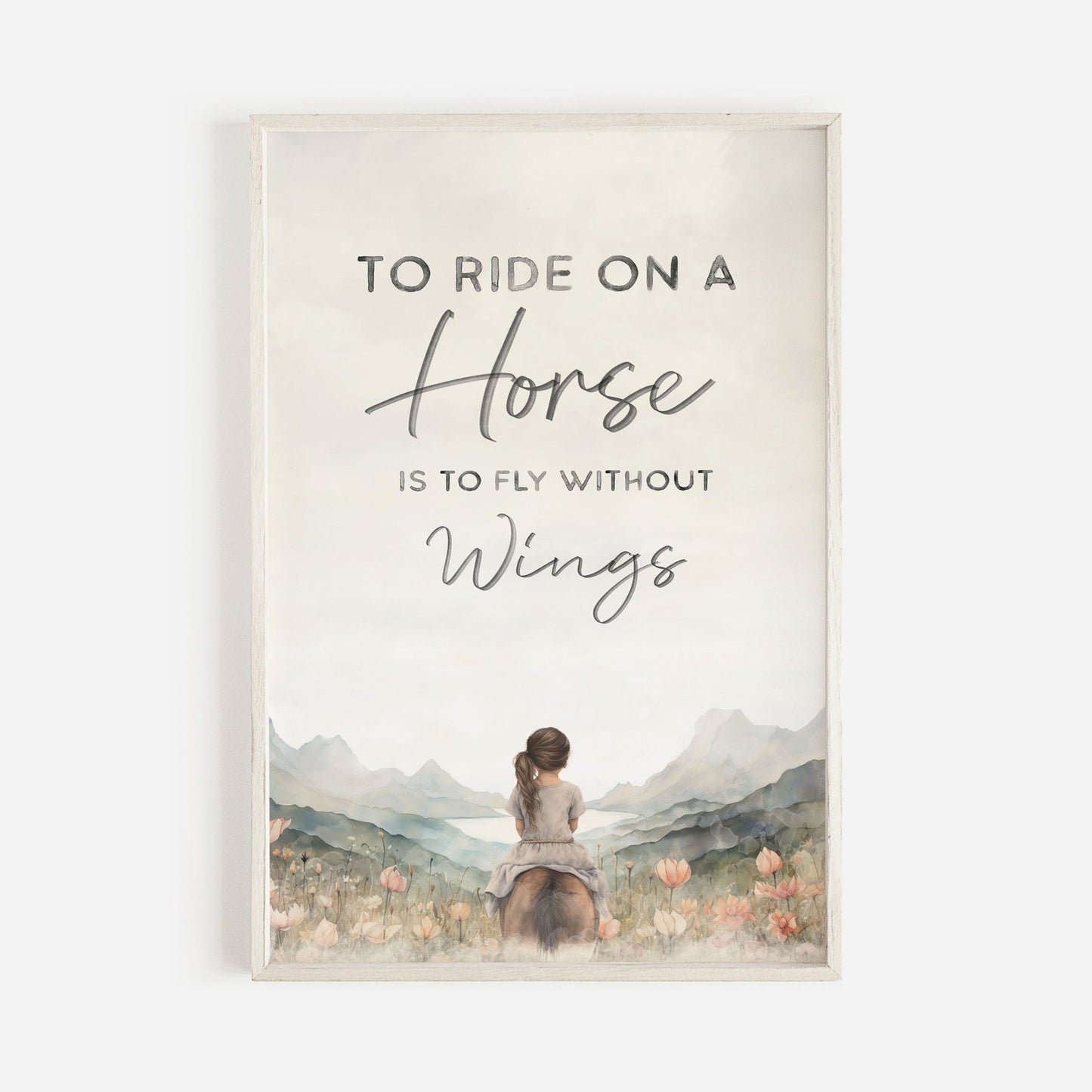 Vintage Horse Nursery Print, Inspiring Quote Wall Art, Girls Room Decor - WildfieldPrints