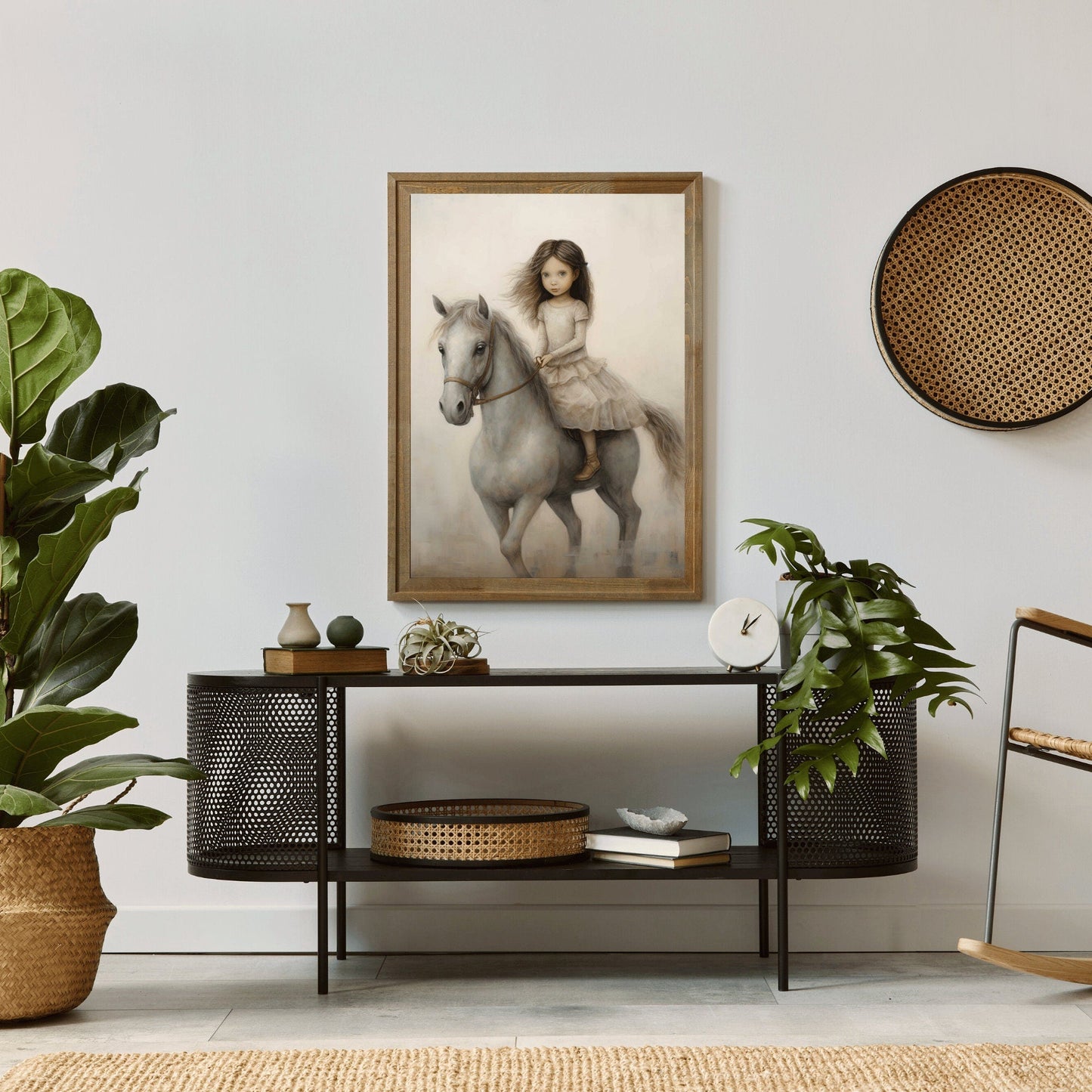 Vintage Horse Nursery Wall Art, Cute Equestrian Decor, Cowgirl Riding - WildfieldPrints
