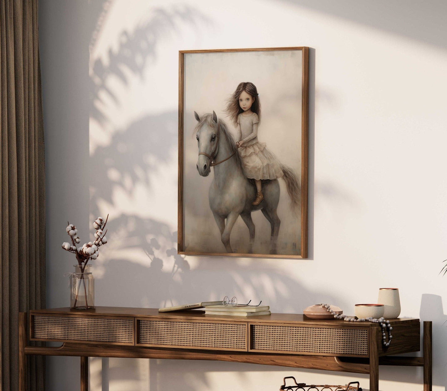 Vintage Horse Nursery Wall Art, Cute Equestrian Decor, Cowgirl Riding - WildfieldPrints