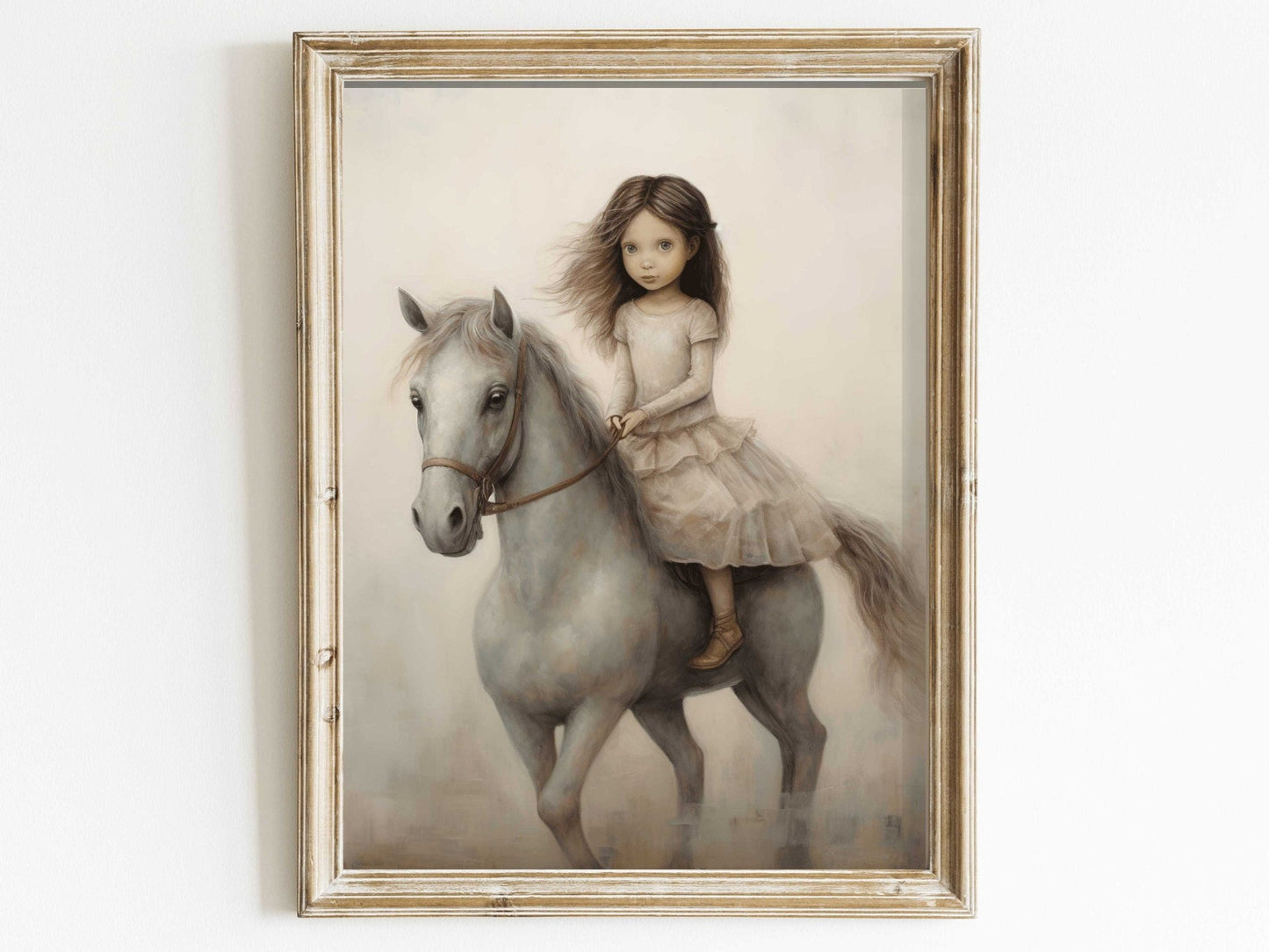 Vintage Horse Nursery Wall Art, Cute Equestrian Decor, Cowgirl Riding - WildfieldPrints