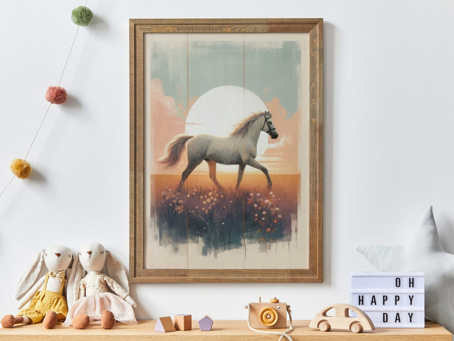 Vintage Horse Painting, Equestrian Gift, Farmhouse Wall Decor - WildfieldPrints