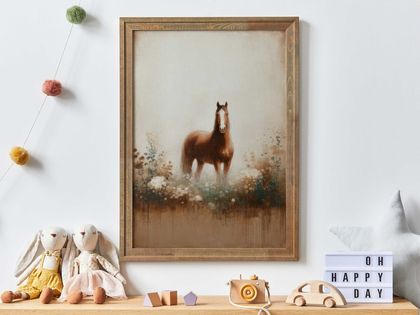 Vintage Horse Painting, Equestrian Gift, Farmhouse Wall Decor - WildfieldPrints