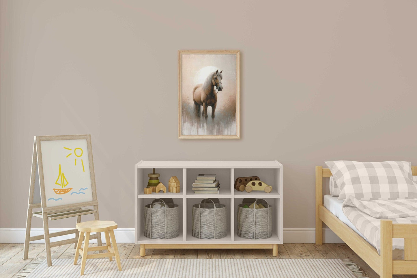 Vintage Horse Painting, Equestrian Gift, Farmhouse Wall Decor - WildfieldPrints