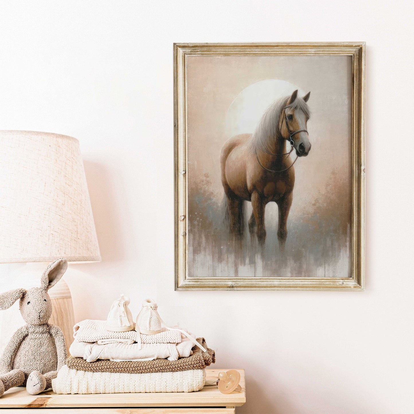 Vintage Horse Painting, Equestrian Gift, Farmhouse Wall Decor - WildfieldPrints