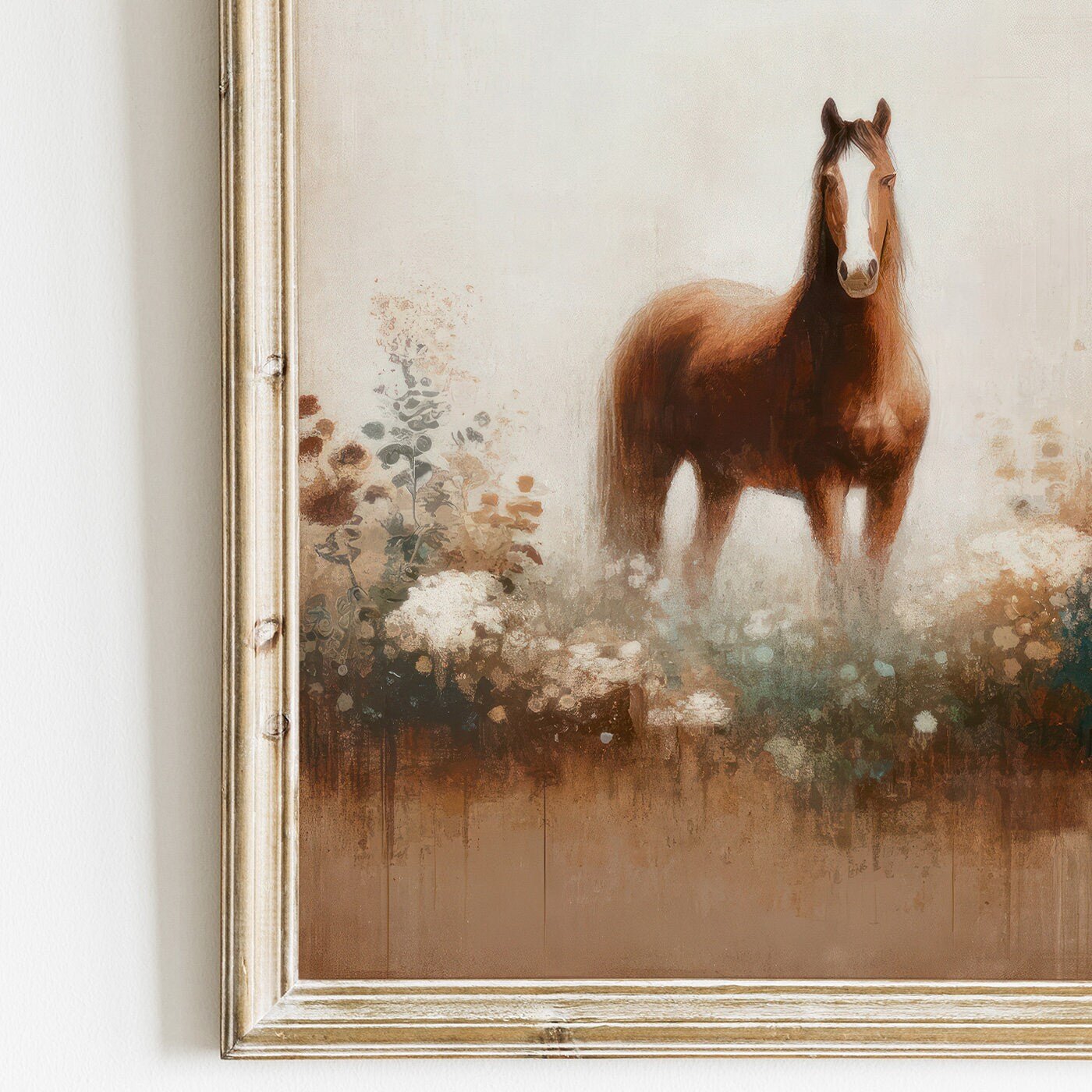 Vintage Horse Painting, Equestrian Gift, Farmhouse Wall Decor - WildfieldPrints