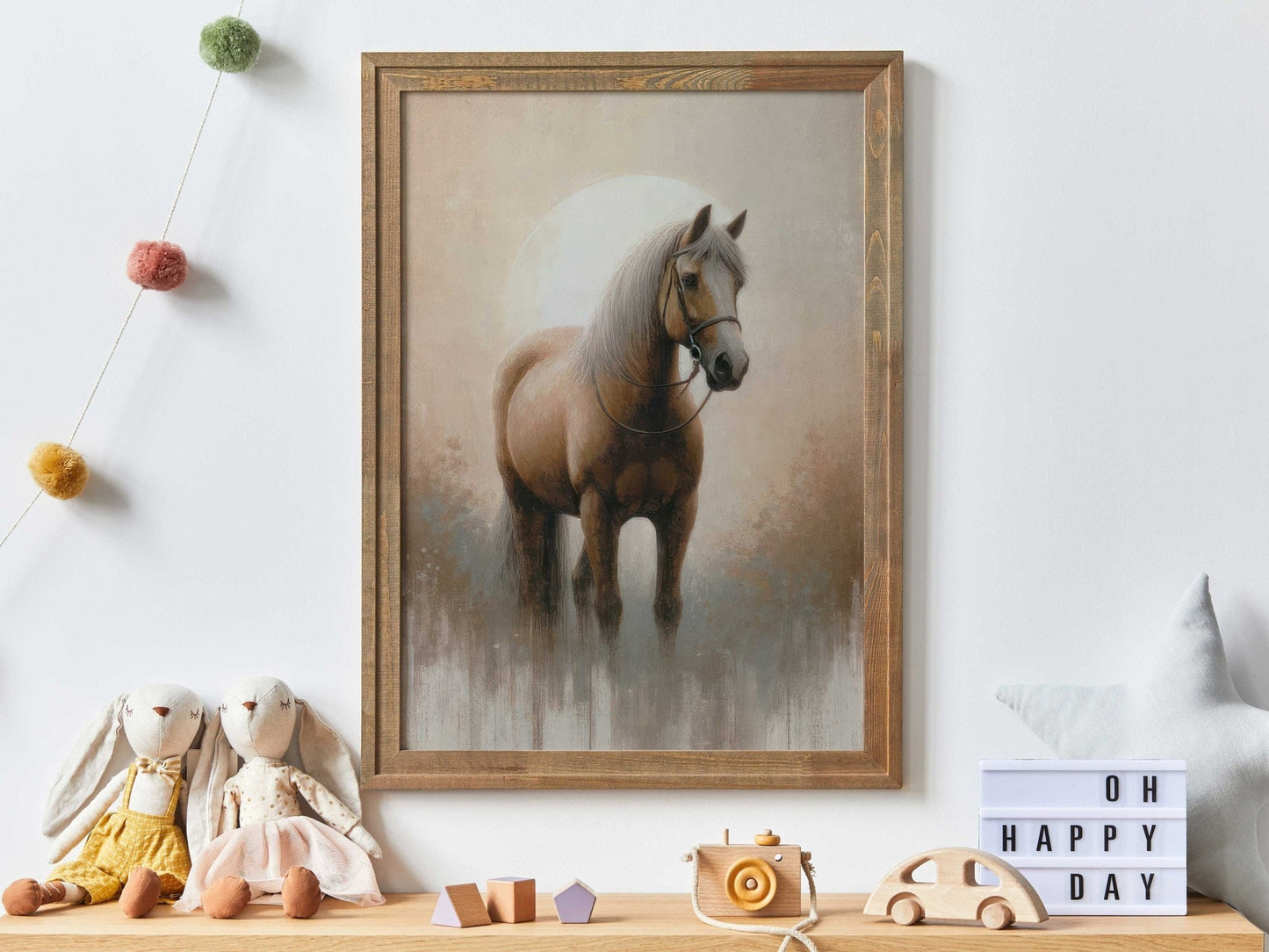 Vintage Horse Painting, Equestrian Gift, Farmhouse Wall Decor - WildfieldPrints