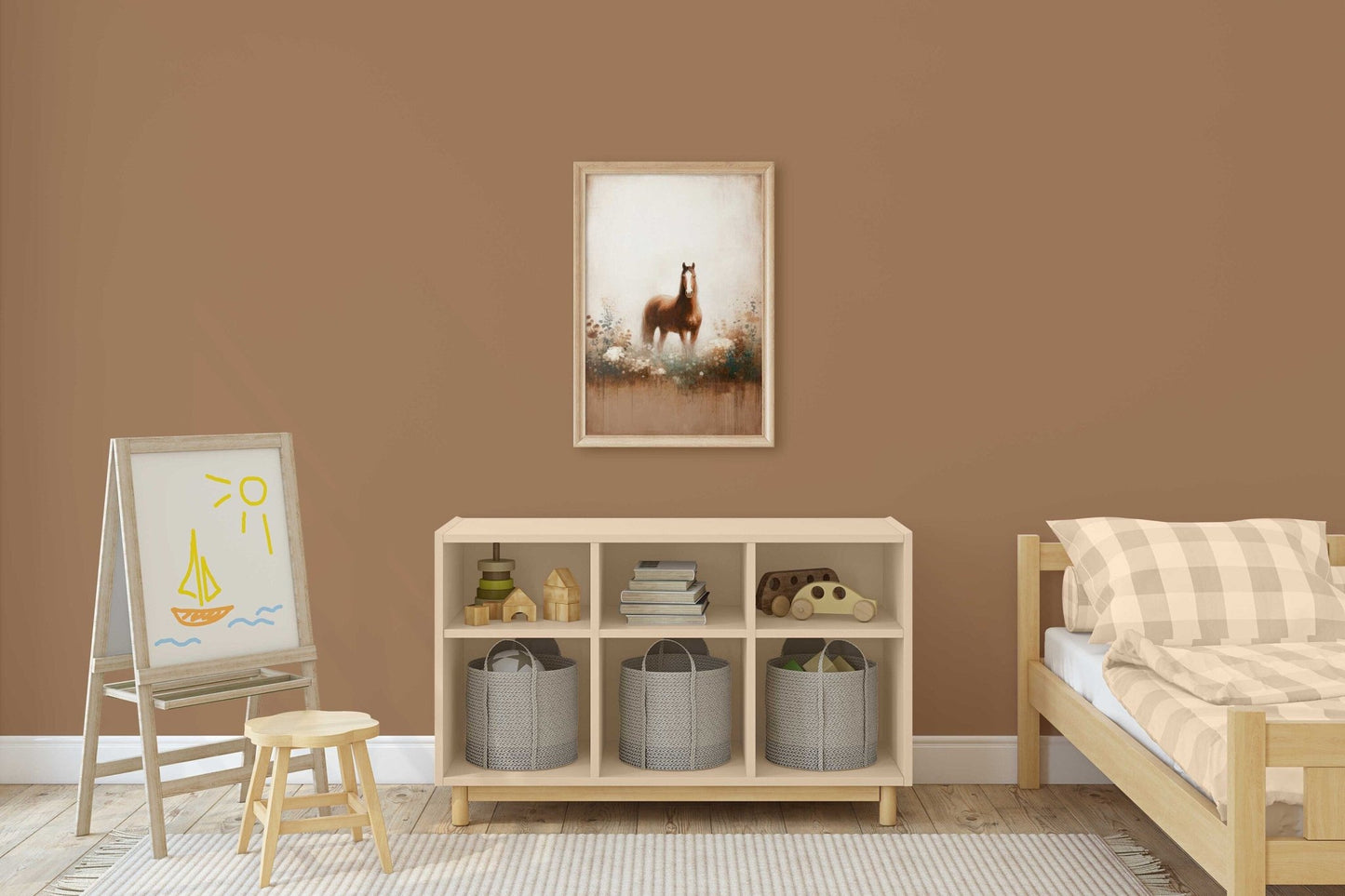 Vintage Horse Painting, Equestrian Gift, Farmhouse Wall Decor - WildfieldPrints