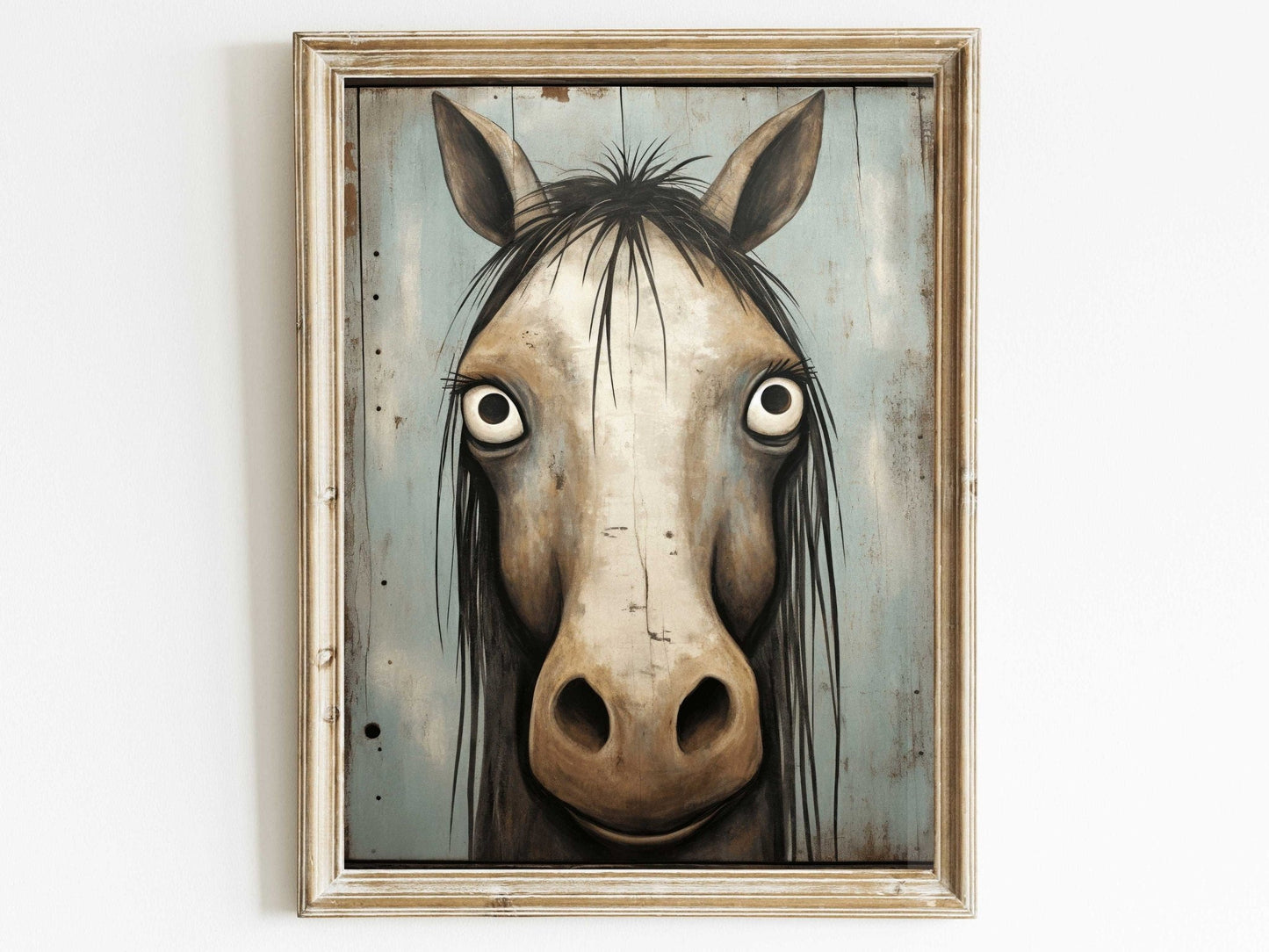 Vintage Horse Wall Art, Funny Animal Decor, Farmhouse Gift for Horse Lovers - WildfieldPrints