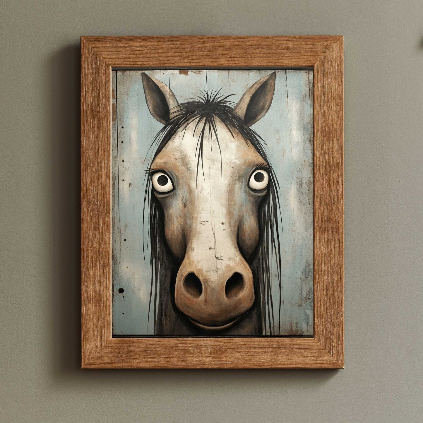 Vintage Horse Wall Art, Funny Animal Decor, Farmhouse Gift for Horse Lovers - WildfieldPrints