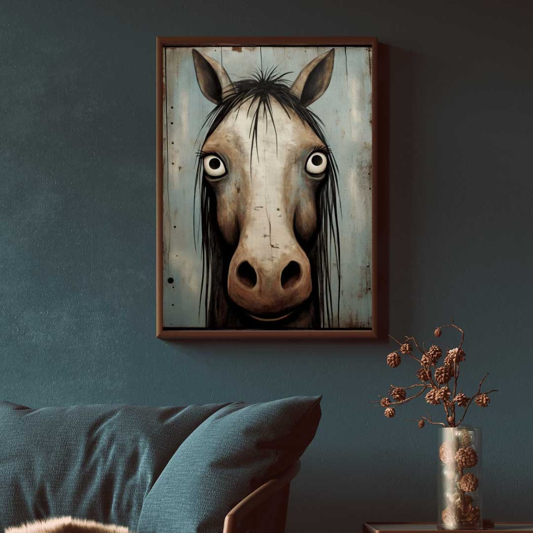 Vintage Horse Wall Art, Funny Animal Decor, Farmhouse Gift for Horse Lovers - WildfieldPrints