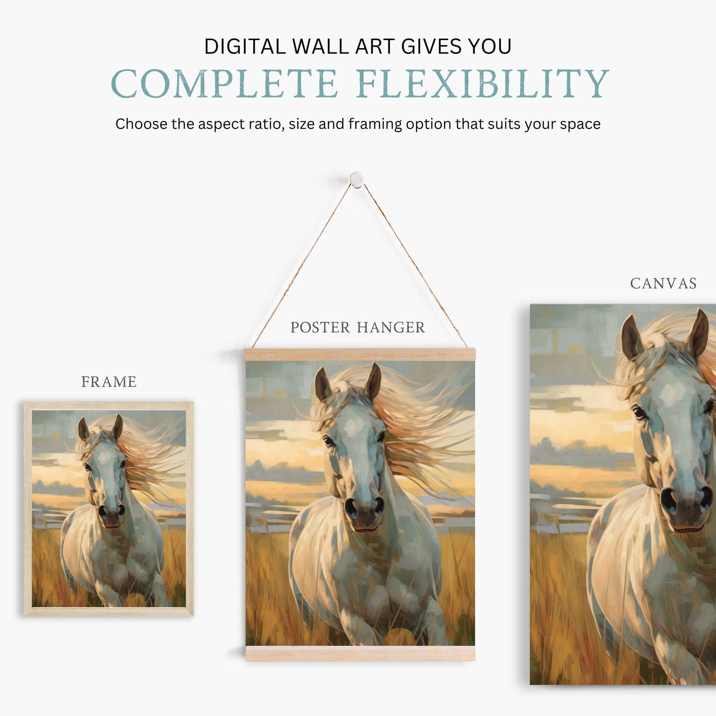 Vintage Horse Wall Art, Galloping Horse Decor, Equestrian Design - WildfieldPrints