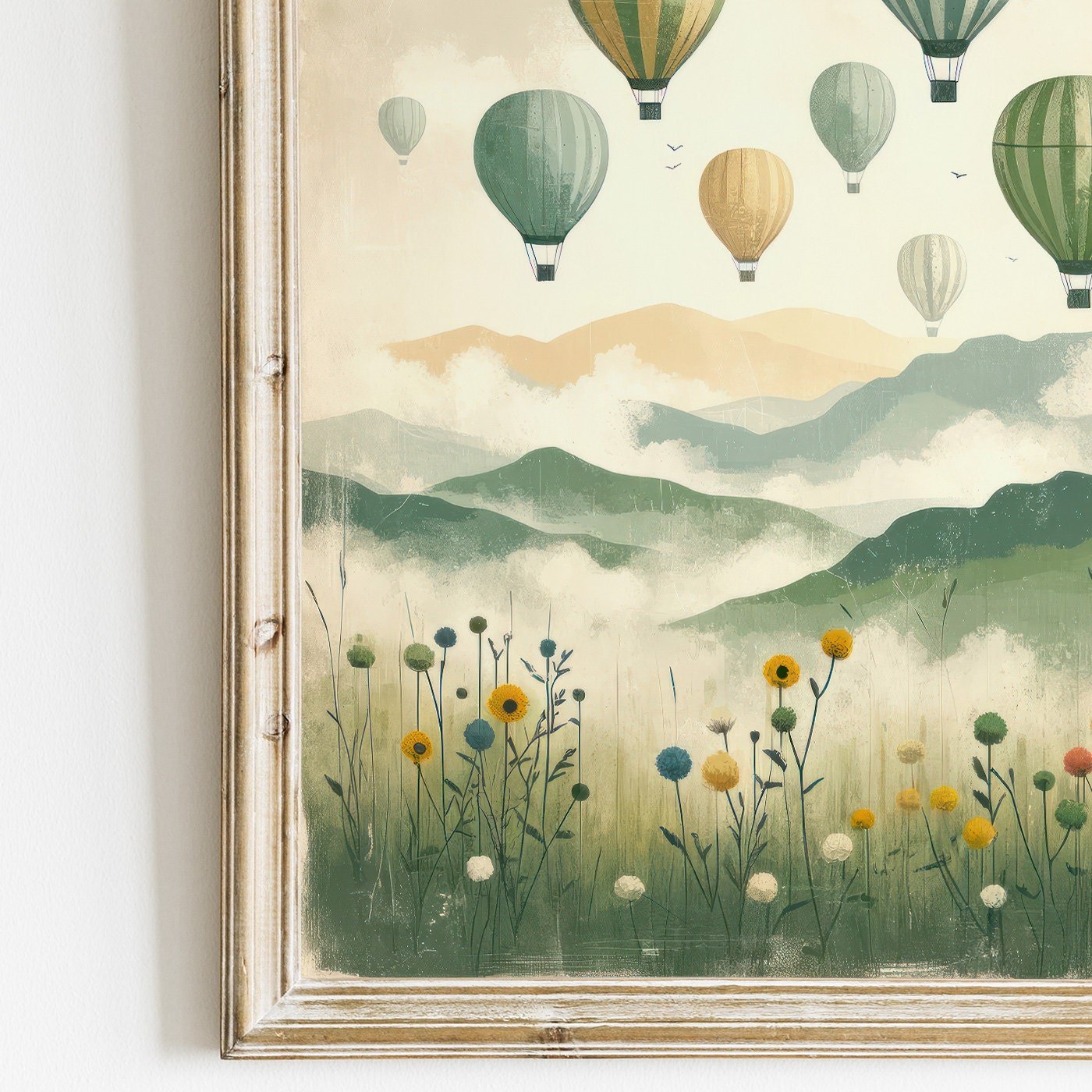 Vintage Hot Air Balloon Decor, Nursery Wall Art, Adventure Print for Kids - WildfieldPrints