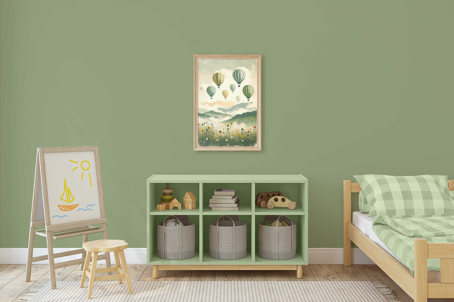 Vintage Hot Air Balloon Decor, Nursery Wall Art, Adventure Print for Kids - WildfieldPrints