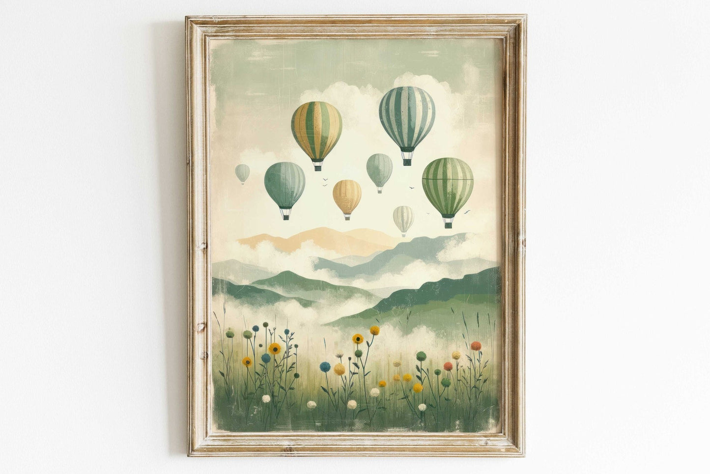 Vintage Hot Air Balloon Decor, Nursery Wall Art, Adventure Print for Kids - WildfieldPrints
