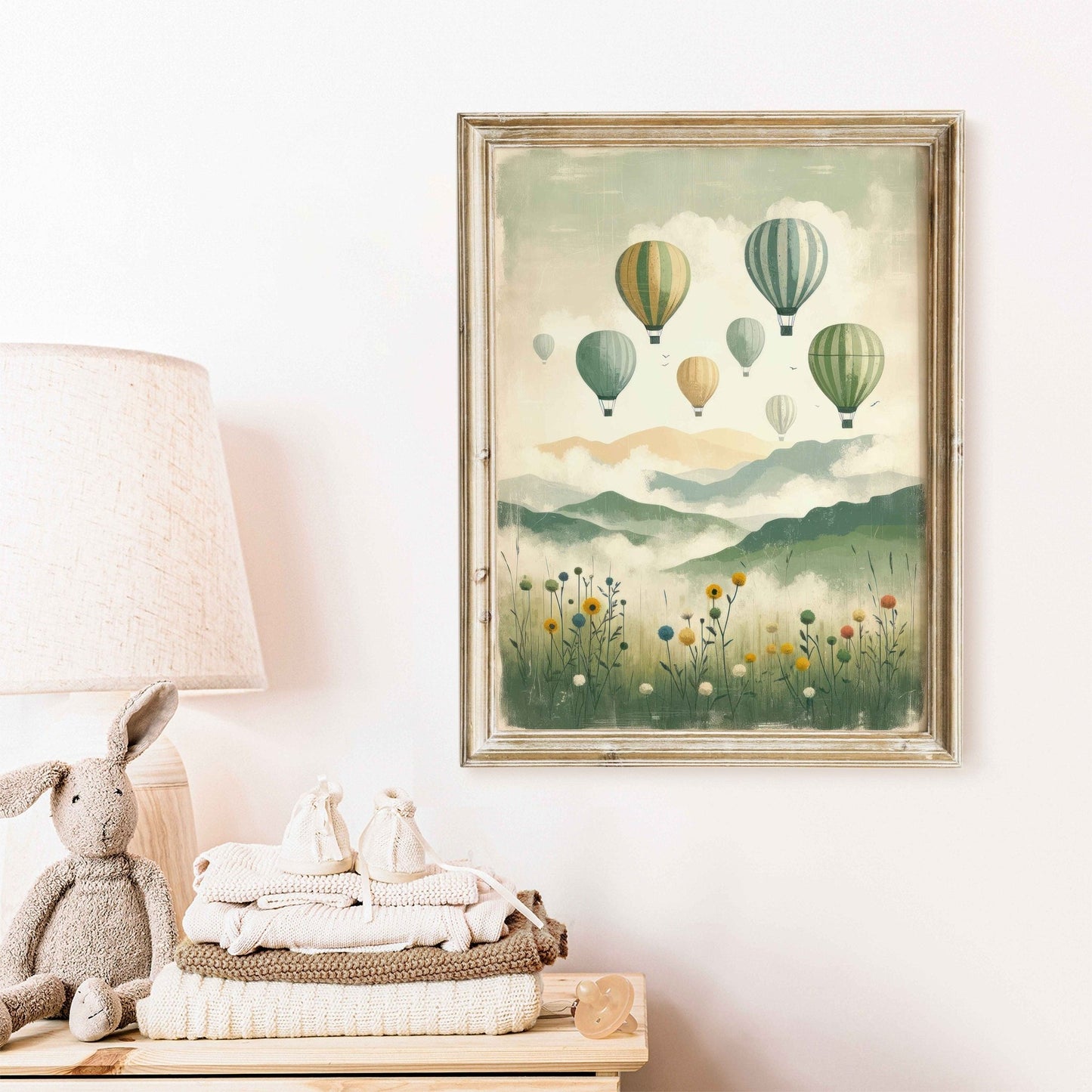 Vintage Hot Air Balloon Decor, Nursery Wall Art, Adventure Print for Kids - WildfieldPrints