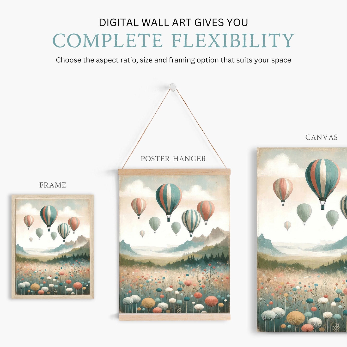 Vintage Hot Air Balloon Decor, Nursery Wall Art, Adventure Prints for Kids - WildfieldPrints