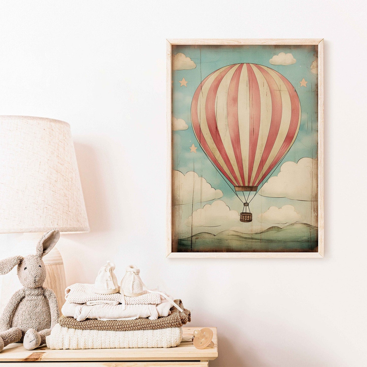 Vintage Hot Air Balloon Print, Whimsical Nursery Decor, Colorful Art - WildfieldPrints