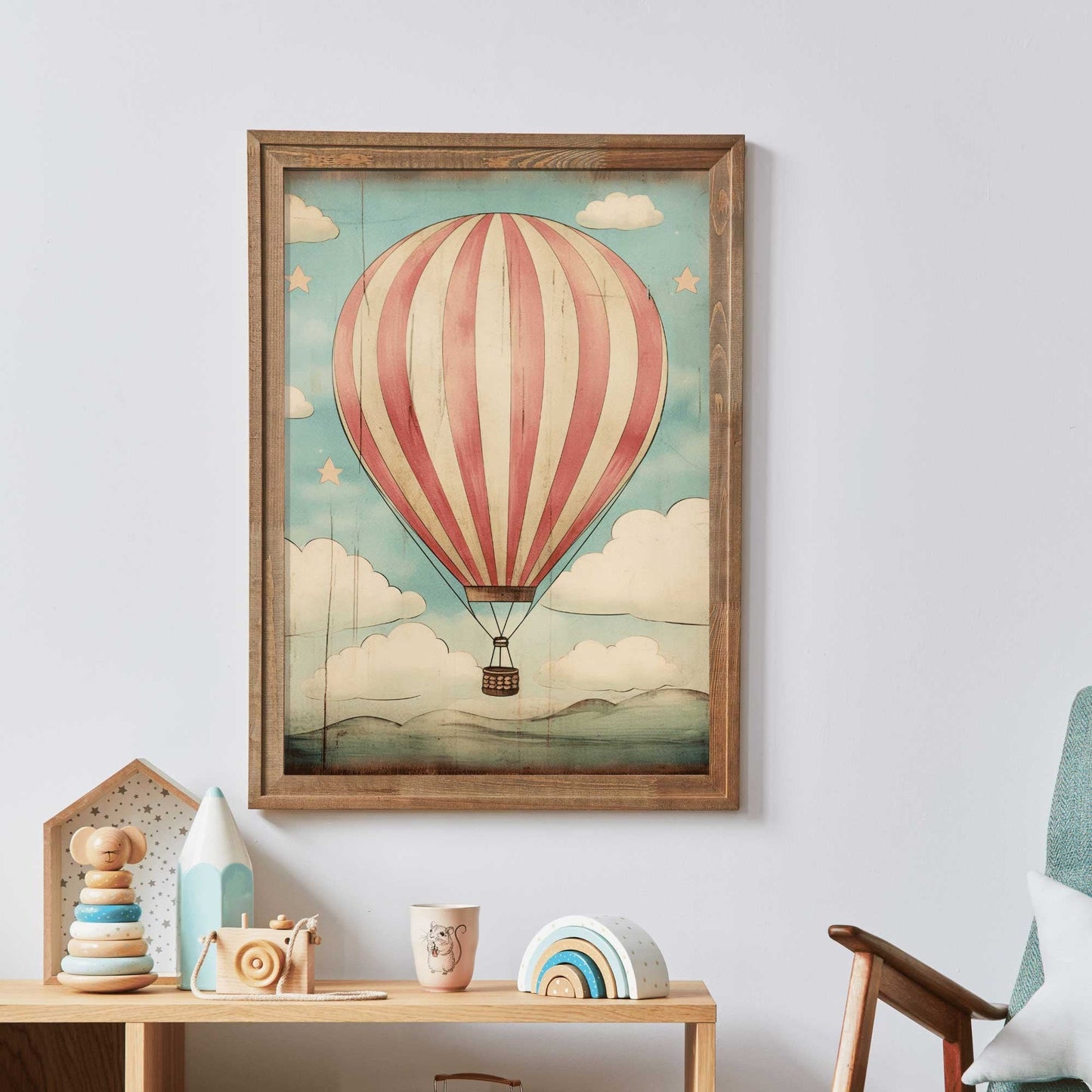 Vintage Hot Air Balloon Print, Whimsical Nursery Decor, Colorful Art - WildfieldPrints