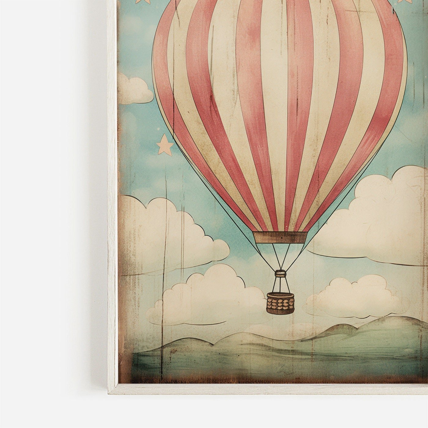 Vintage Hot Air Balloon Print, Whimsical Nursery Decor, Colorful Art - WildfieldPrints