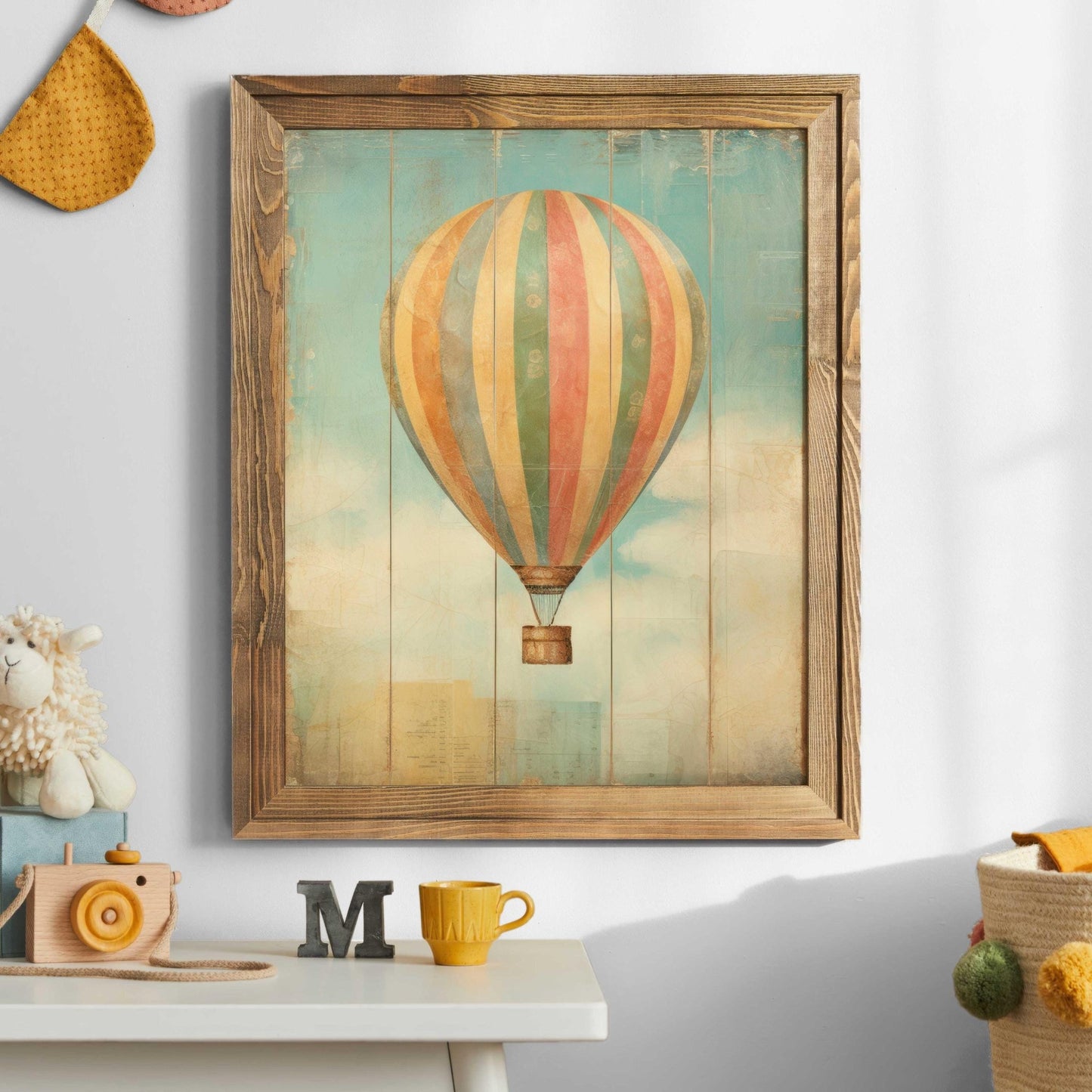Vintage Hot Air Balloon Prints, Rustic Kids Room Decor, Colorful Art - WildfieldPrints