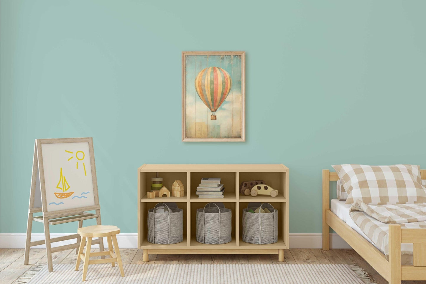 Vintage Hot Air Balloon Prints, Rustic Kids Room Decor, Colorful Art - WildfieldPrints