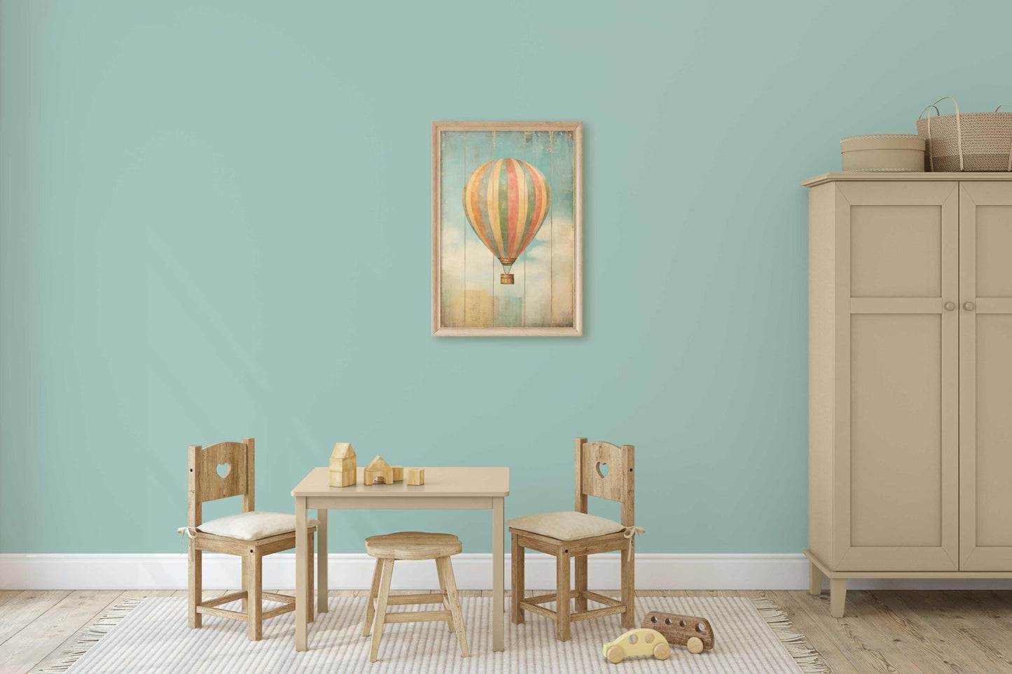 Vintage Hot Air Balloon Prints, Rustic Kids Room Decor, Colorful Art - WildfieldPrints
