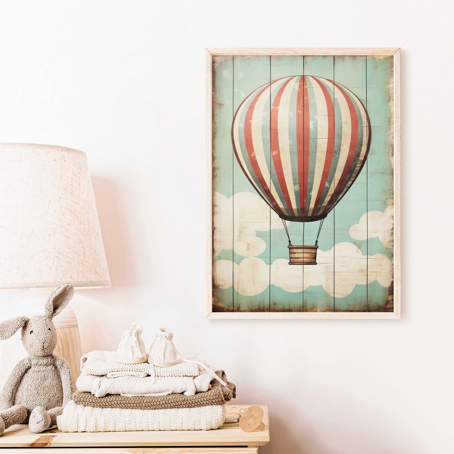 Vintage Hot Air Balloon Prints, Rustic Nursery Decor, Whimsical Art - WildfieldPrints
