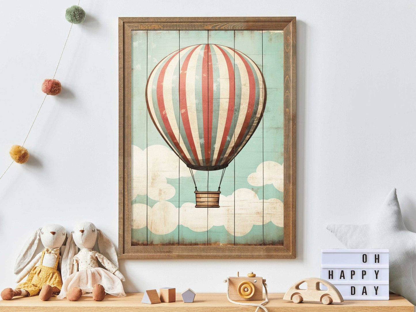 Vintage Hot Air Balloon Prints, Rustic Nursery Decor, Whimsical Art - WildfieldPrints