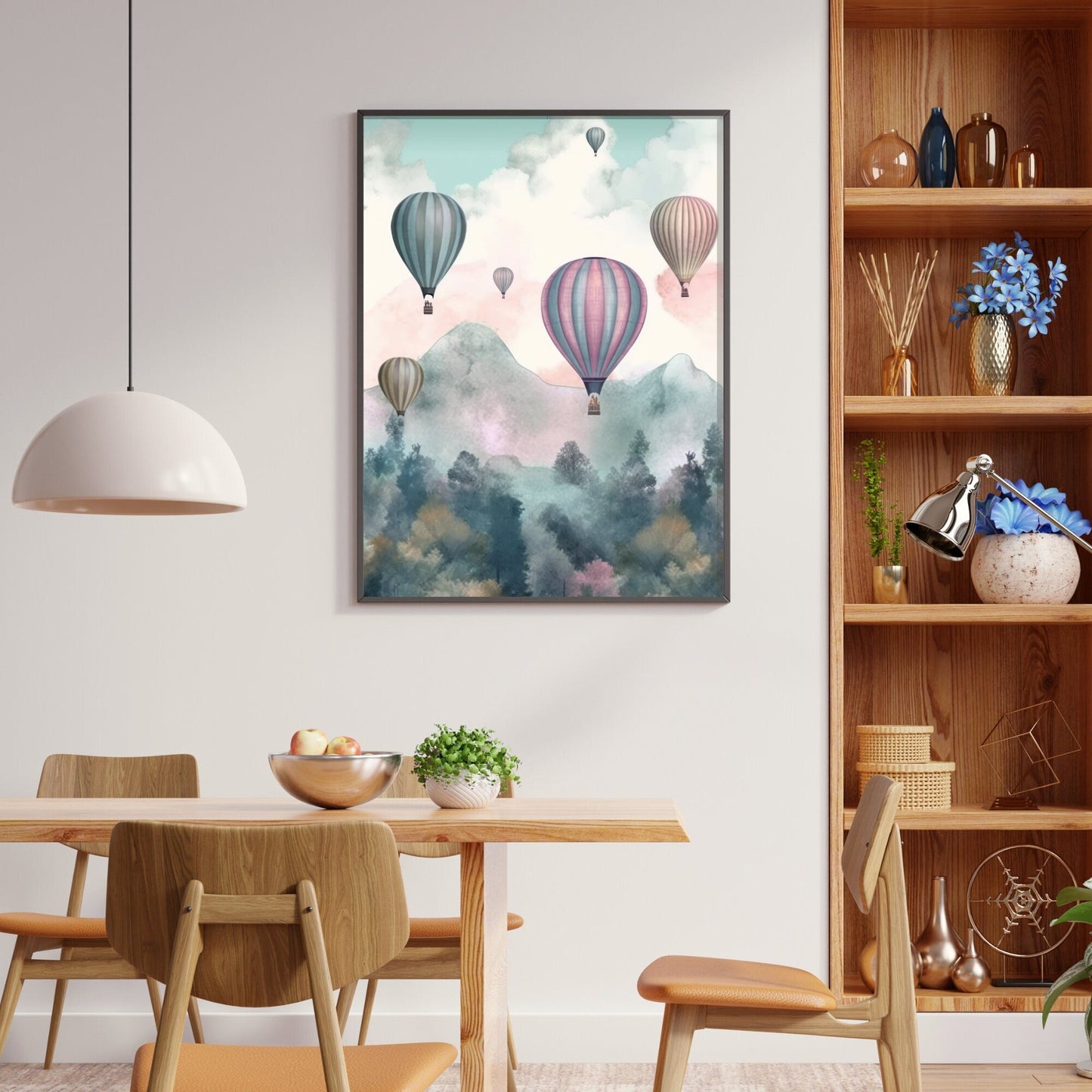 Vintage Hot Air Balloon Wall Art, Nostalgic Pastel Decor - WildfieldPrints