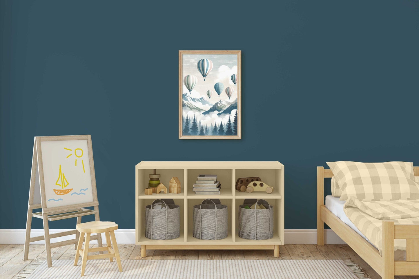 Vintage Hot Air Balloon Wall Art, Nursery or Living Room Decor, Nostalgic Pastels - WildfieldPrints