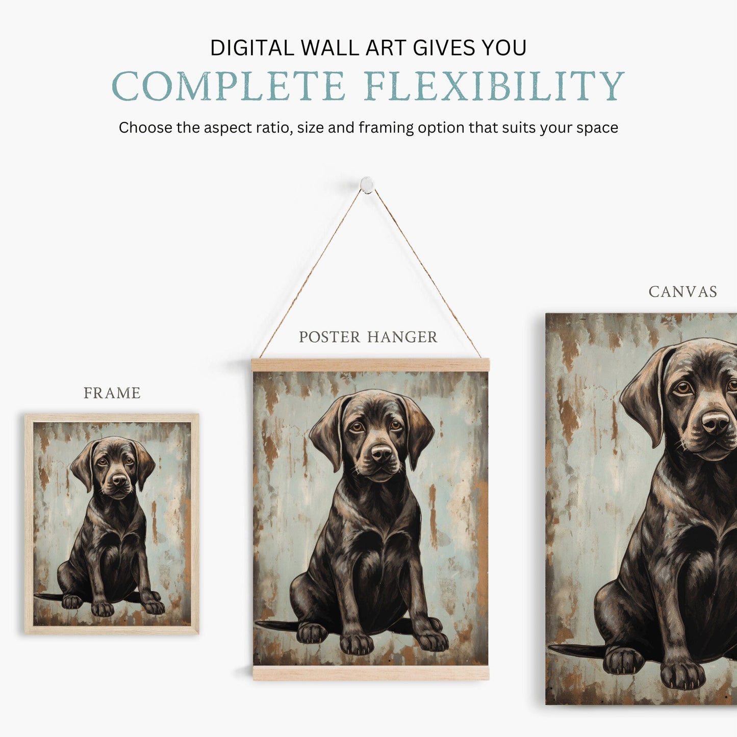 Vintage Labrador Wall Art, Brown Puppy Print, Rustic Dog Decor - WildfieldPrints