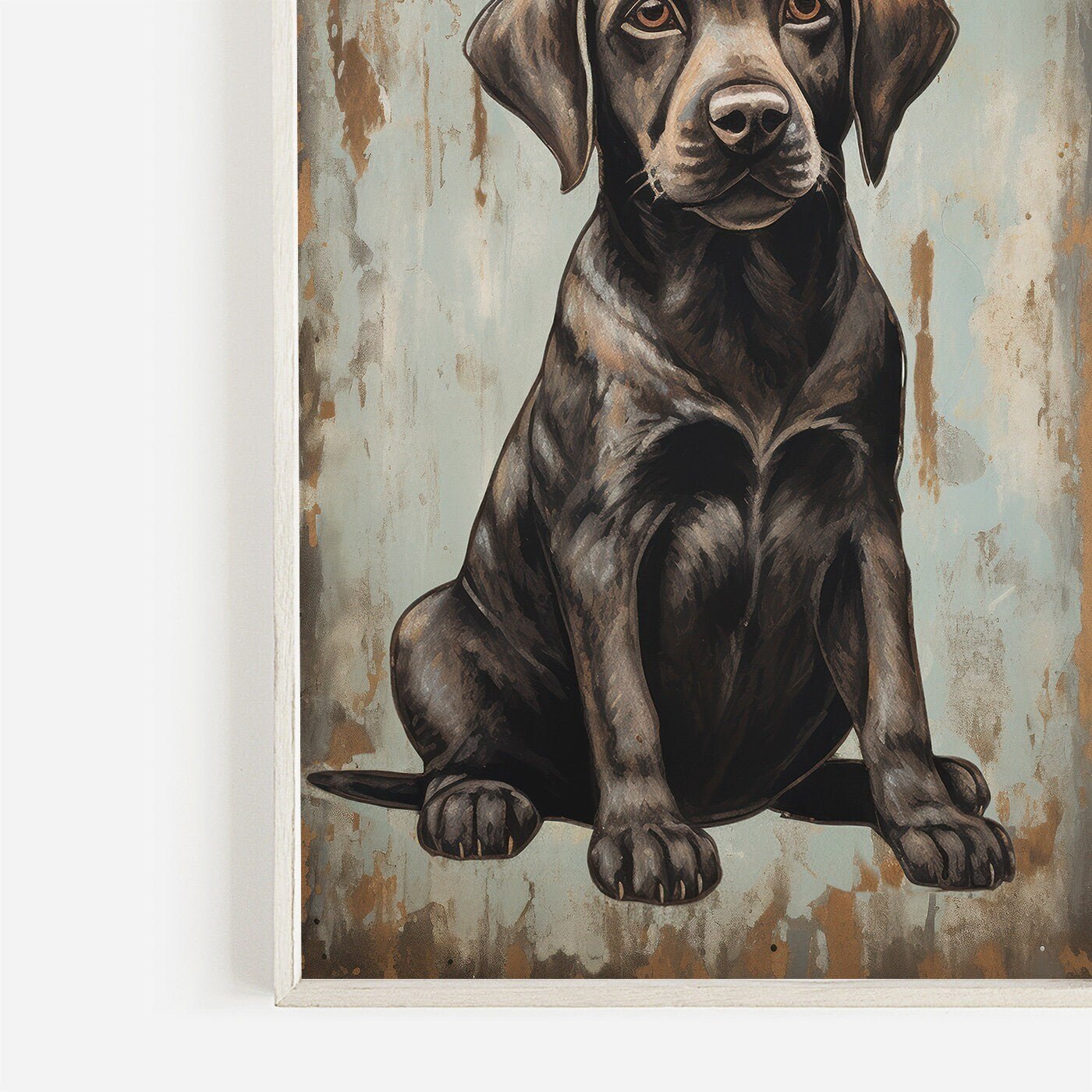 Vintage Labrador Wall Art, Brown Puppy Print, Rustic Dog Decor - WildfieldPrints