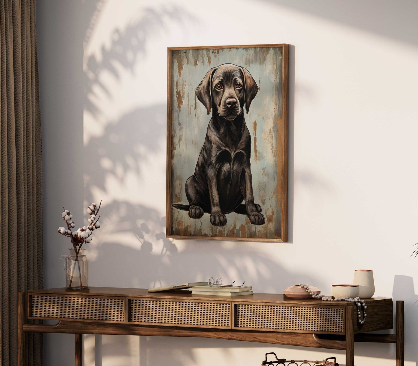 Vintage Labrador Wall Art, Brown Puppy Print, Rustic Dog Decor - WildfieldPrints