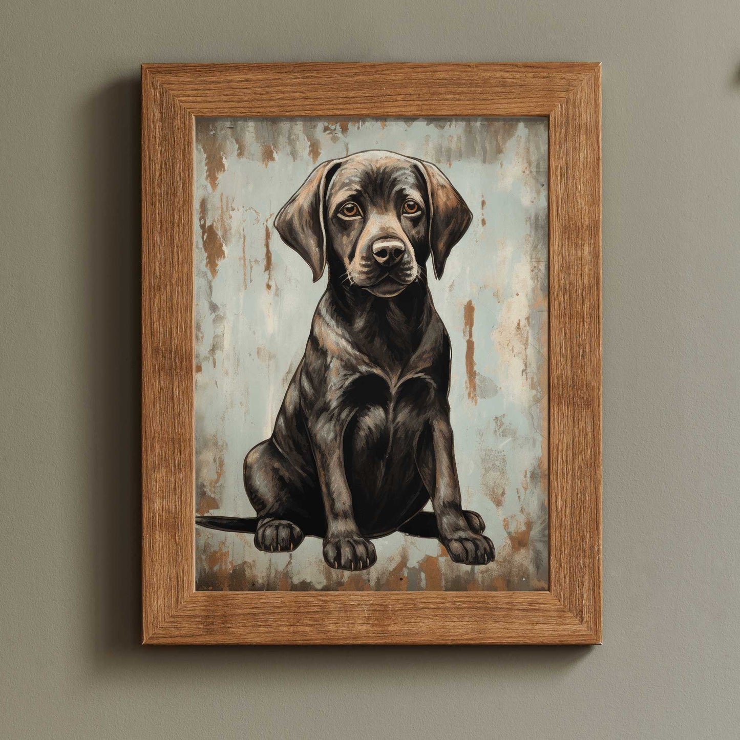 Vintage Labrador Wall Art, Brown Puppy Print, Rustic Dog Decor - WildfieldPrints