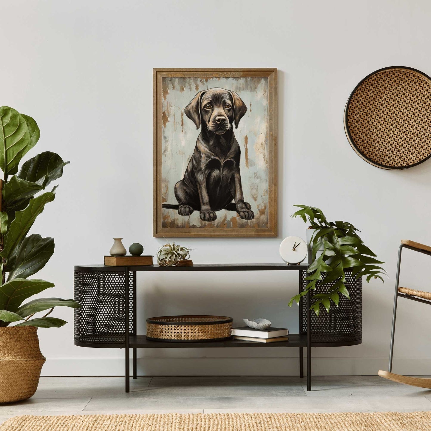 Vintage Labrador Wall Art, Brown Puppy Print, Rustic Dog Decor - WildfieldPrints