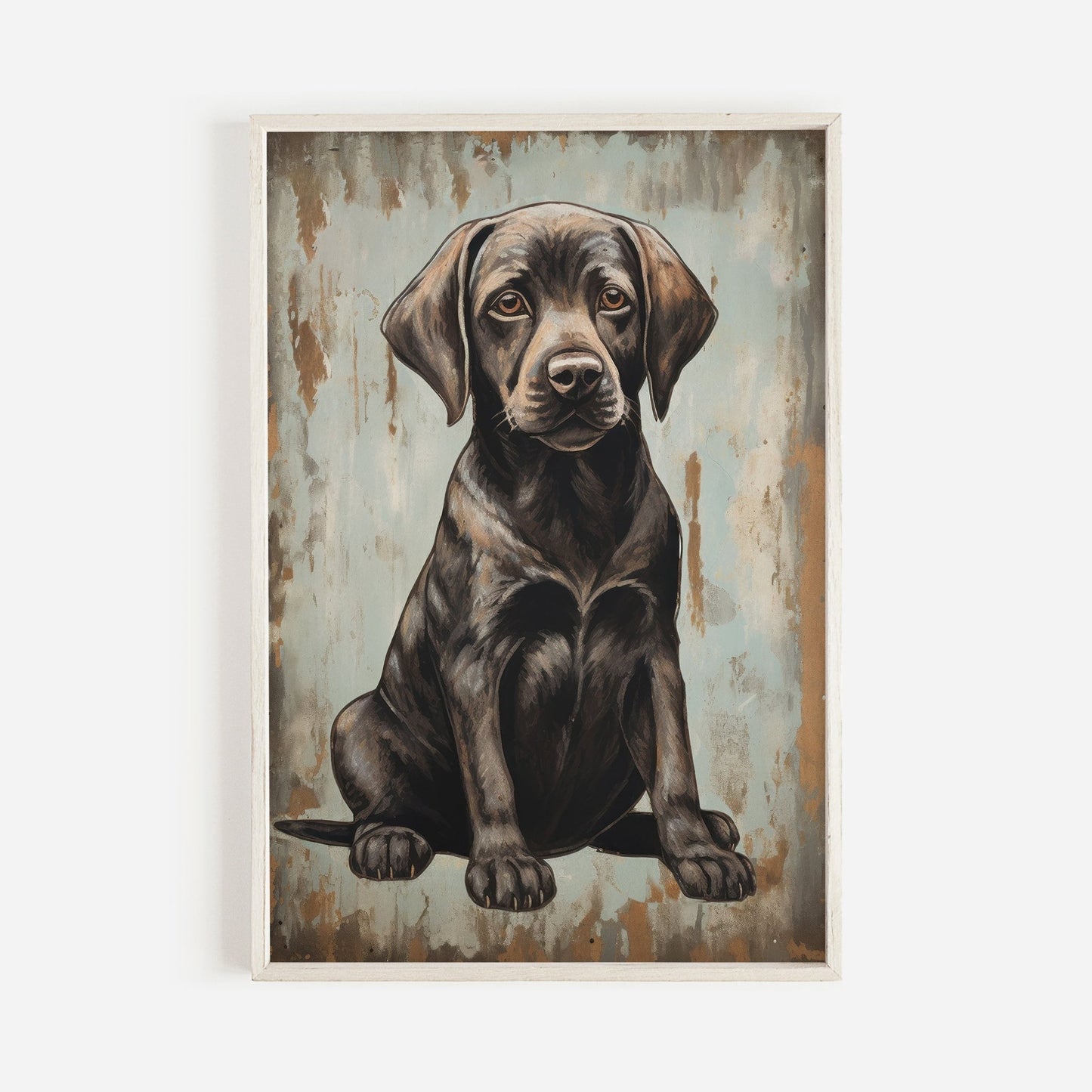 Vintage Labrador Wall Art, Brown Puppy Print, Rustic Dog Decor - WildfieldPrints