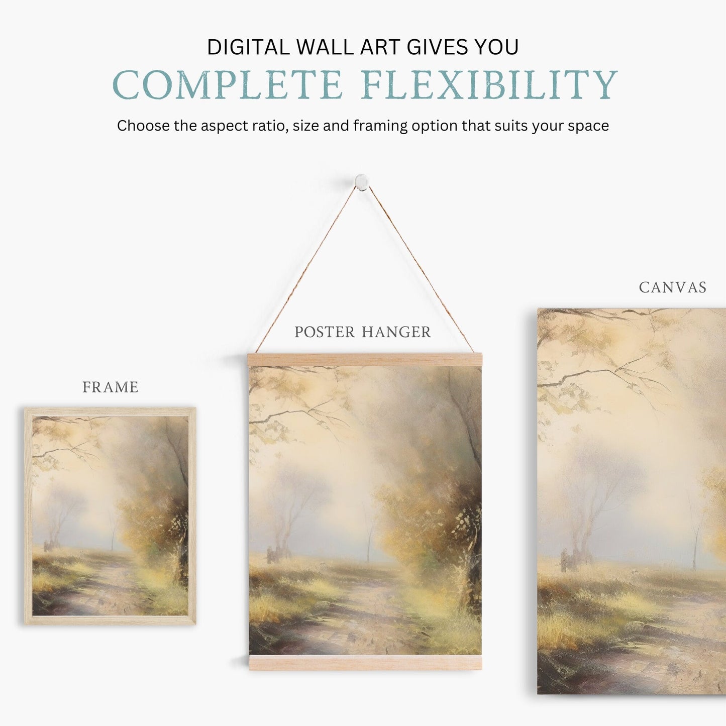 Vintage Landscape Prints, Rustic Antique Wall Decor, Nature Art - WildfieldPrints