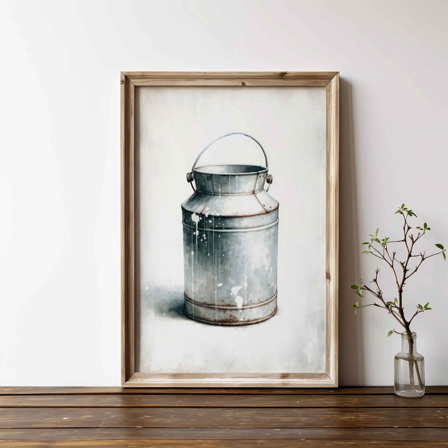 Vintage Milk Can Print, Farmhouse Home Decor, Rustic Wall Art - WildfieldPrints