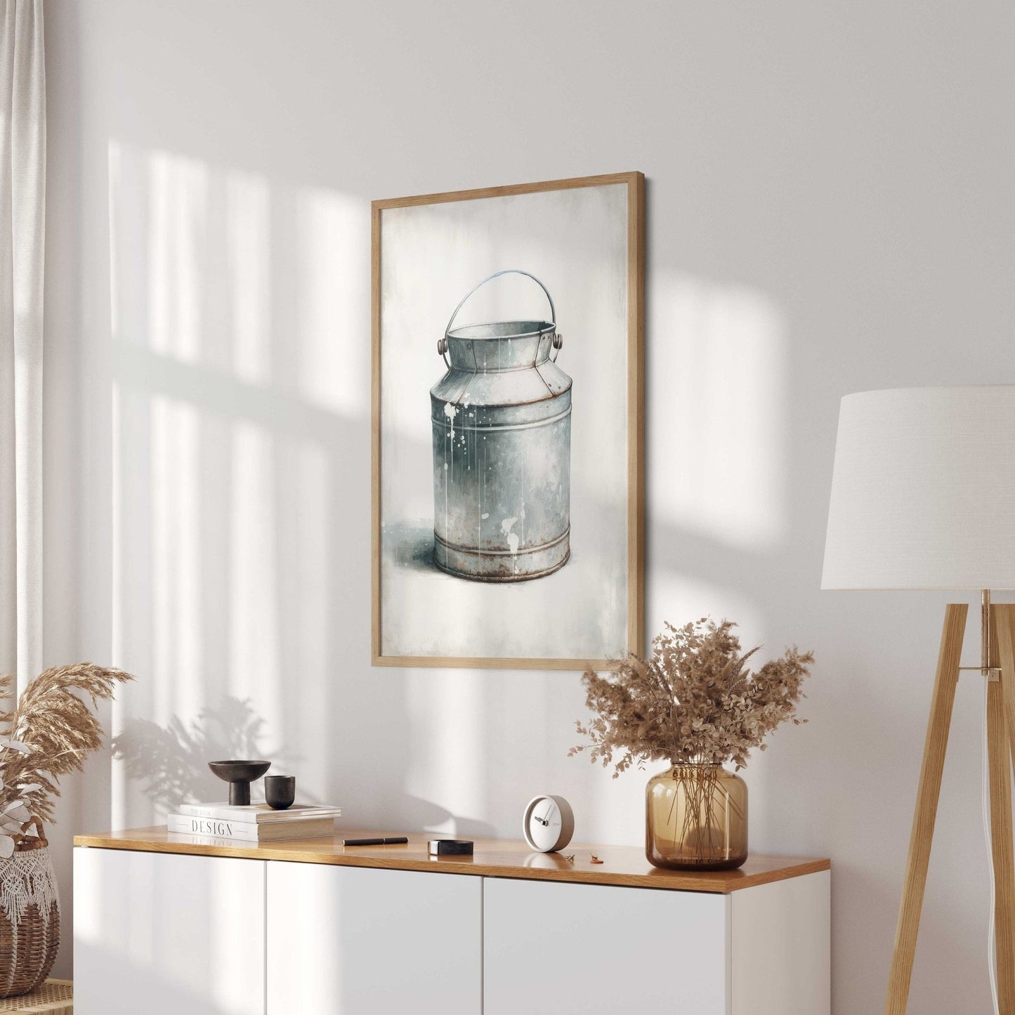 Vintage Milk Can Print, Farmhouse Home Decor, Rustic Wall Art - WildfieldPrints