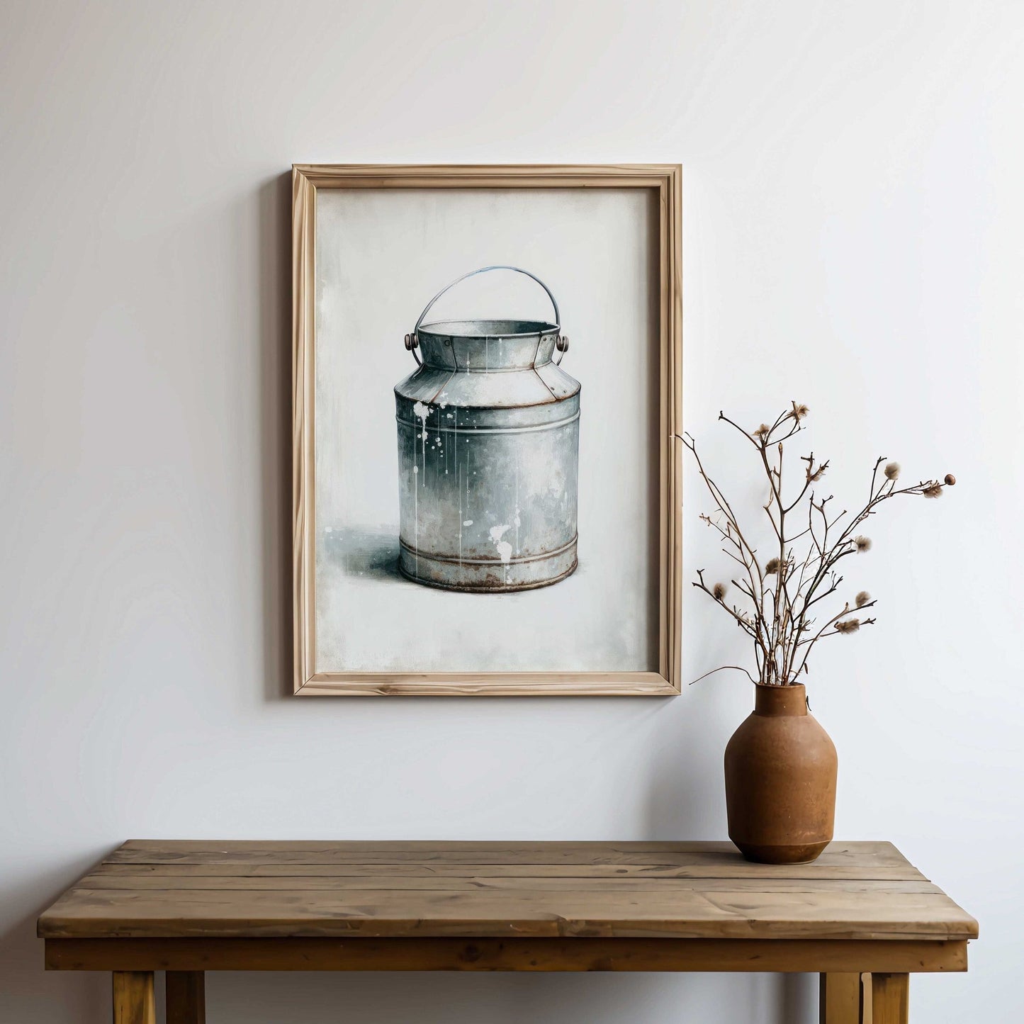 Vintage Milk Can Print, Farmhouse Home Decor, Rustic Wall Art - WildfieldPrints