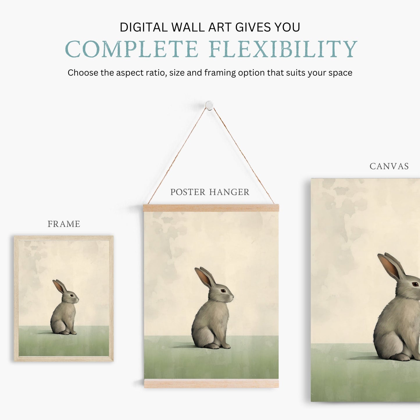 Vintage Minimalist Nursery Wall Art, Forest Animals, Bunny & Fox - WildfieldPrints
