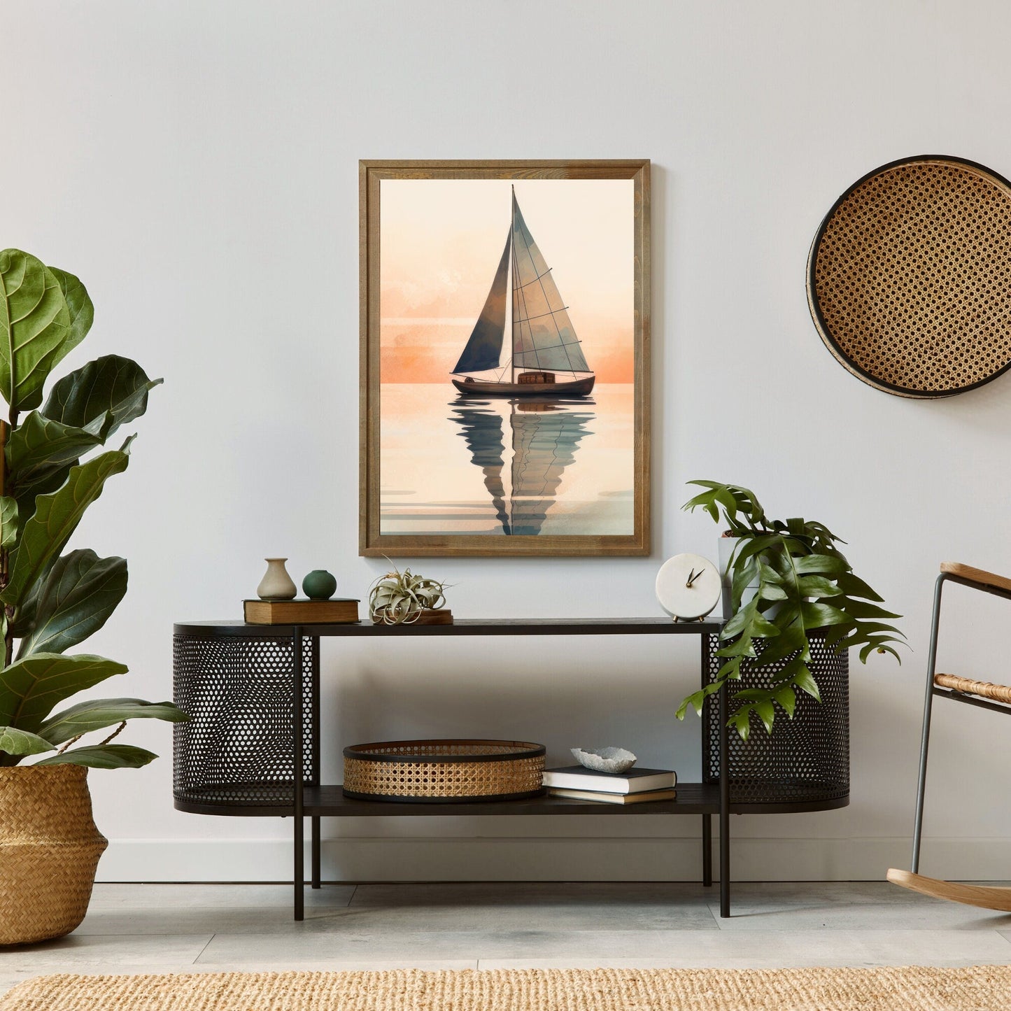 Vintage Nautical Wall Art, Watercolor Sea & Sailboat Decor - WildfieldPrints