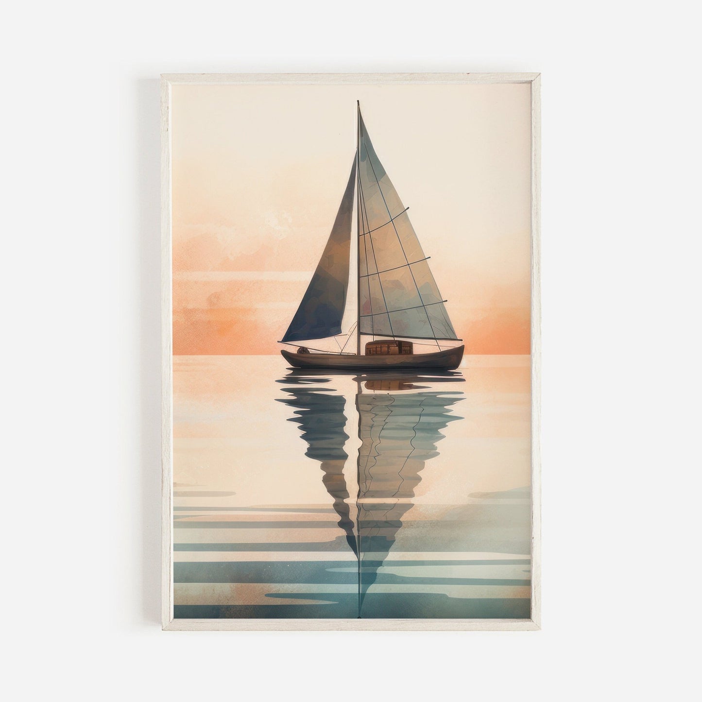 Vintage Nautical Wall Art, Watercolor Sea & Sailboat Decor - WildfieldPrints