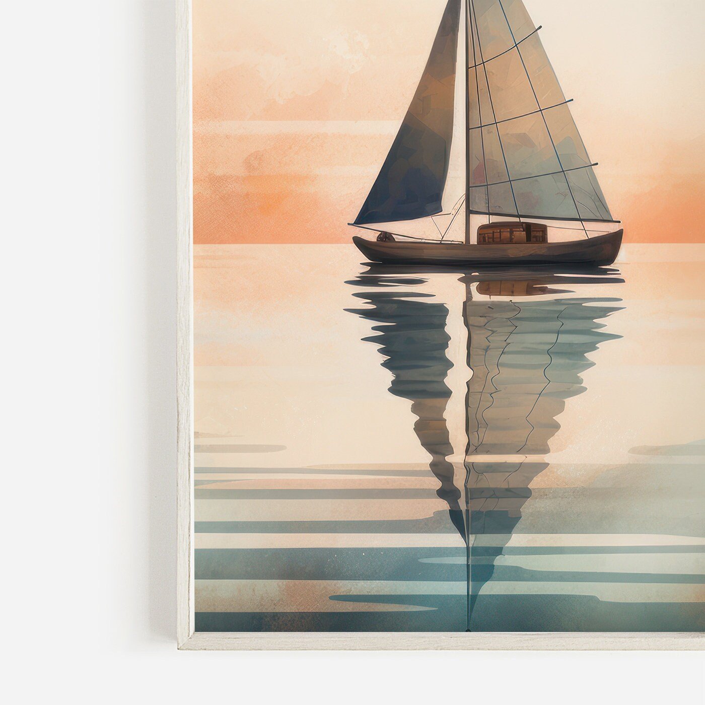 Vintage Nautical Wall Art, Watercolor Sea & Sailboat Decor - WildfieldPrints