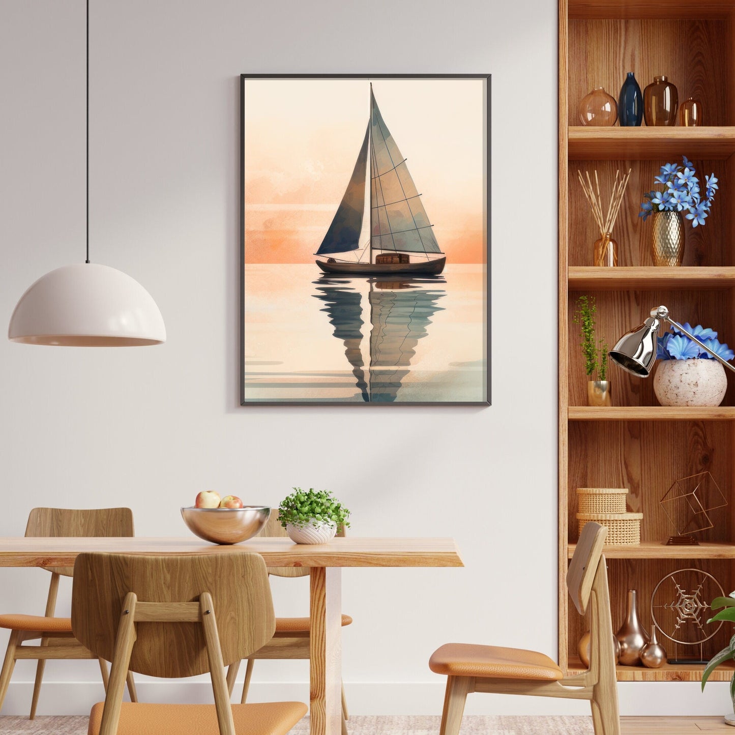 Vintage Nautical Wall Art, Watercolor Sea & Sailboat Decor - WildfieldPrints
